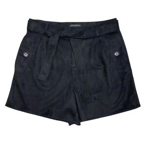 Banana Republic Factory Faux Suede High Rise Shorts Tie Belt Black Size 12